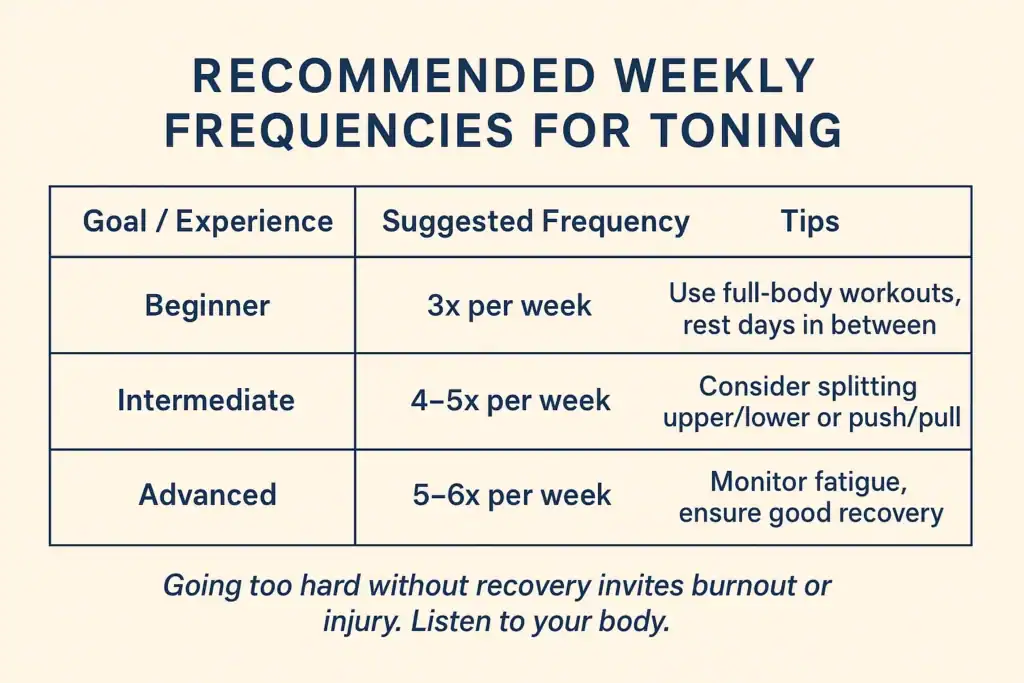 Achieving the Perfect Tone: How Often Should You Exercise for Results? 2 Graphic to show how often you should do exercise to help with toning Brentford