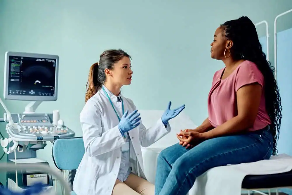 Woman have consultation about vaginal laxity Brentford